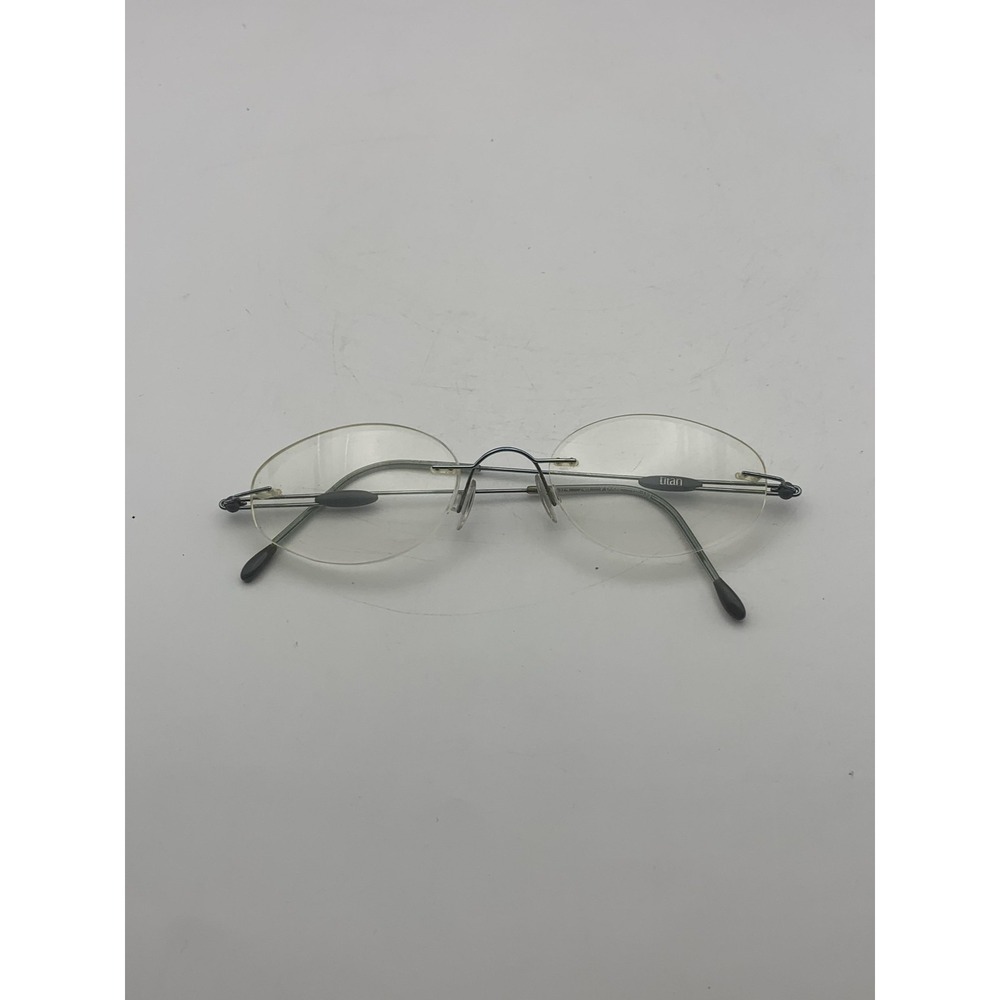 Silhouette Titan Eyeglasses V-0064 Silver Oval Frameless Rimless Metal Mens